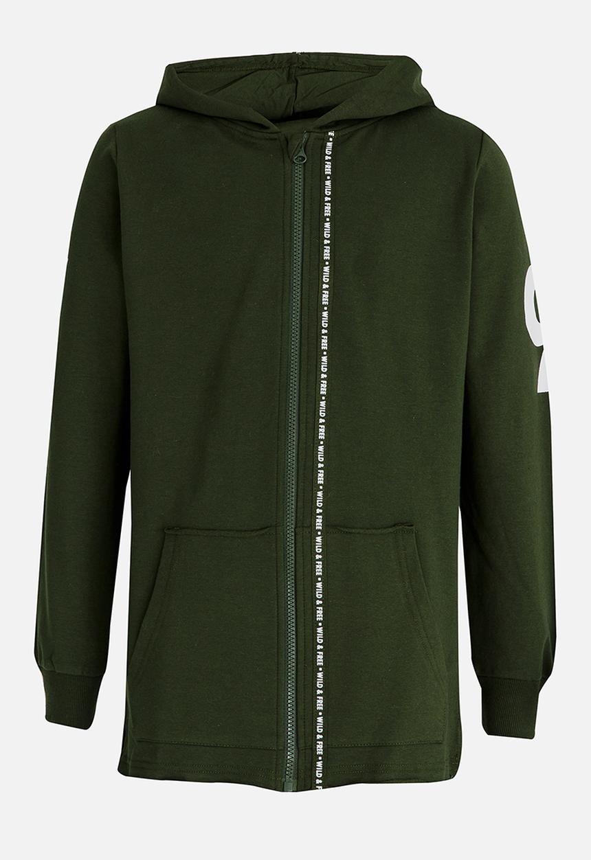 Name It - Boys Printed Hoodie Khaki Green