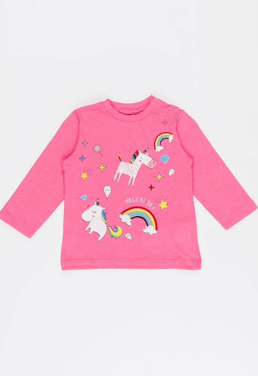 Soobe - Girls Printed Long Sleeve Tee Mid Pink