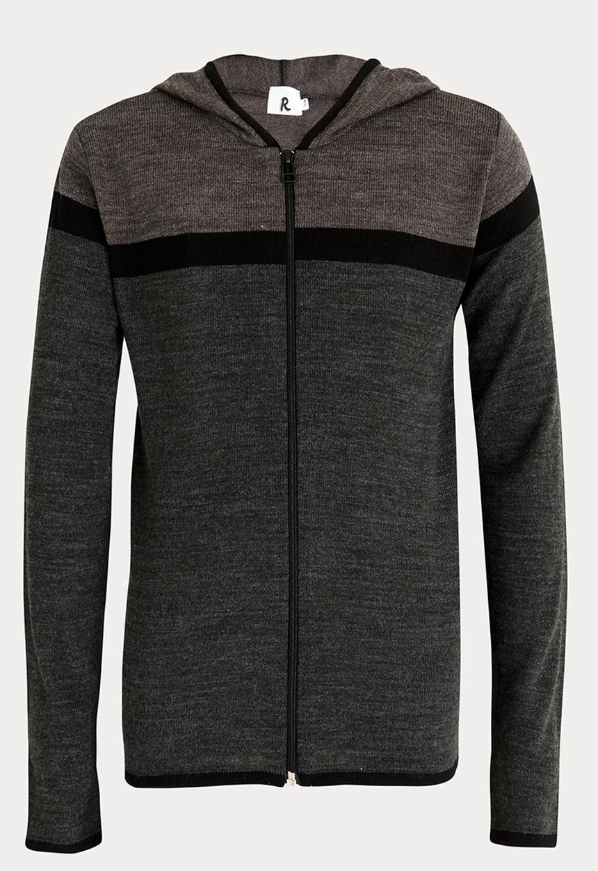 Rebel Republic - Zip Through Long Sleeve Hoodie Cardigan Charcoal