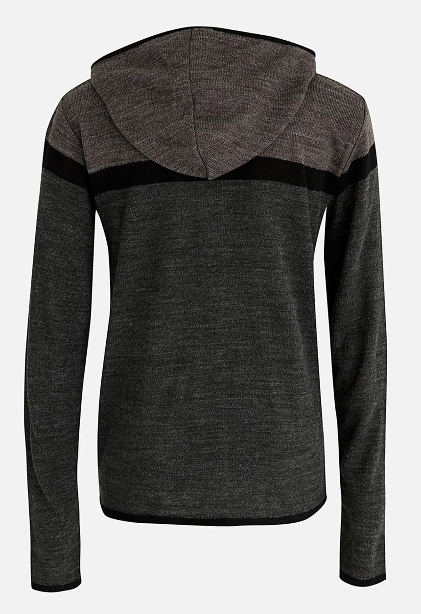 Rebel Republic - Zip Through Long Sleeve Hoodie Cardigan Charcoal