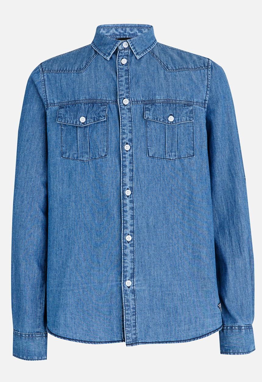 GUESS - Slim Denim Shirt Mid Blue