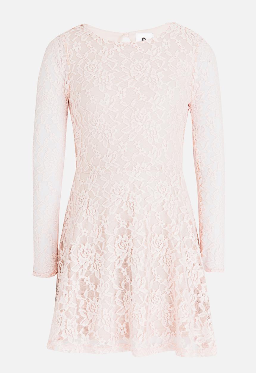 Rebel Republic - Long Sleeve Lace Dress Mid Pink