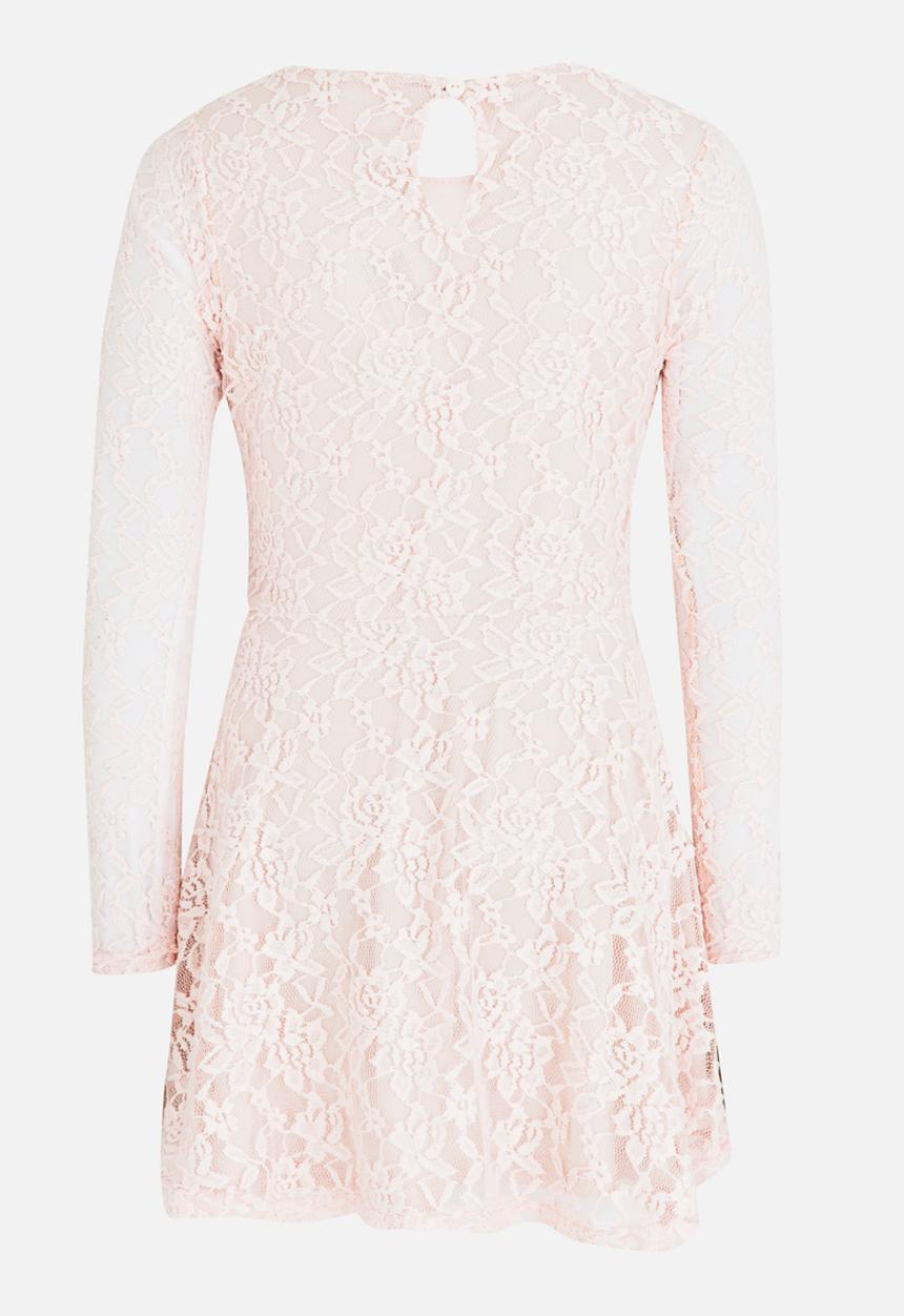 Rebel Republic - Long Sleeve Lace Dress Mid Pink