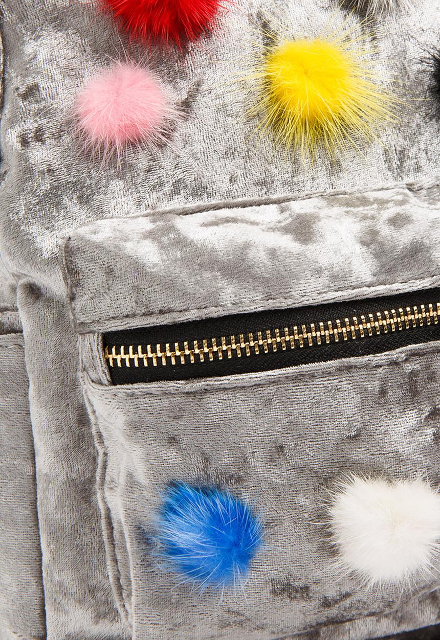 Pop Candy - Pom Pom Detailed Backpack Silver