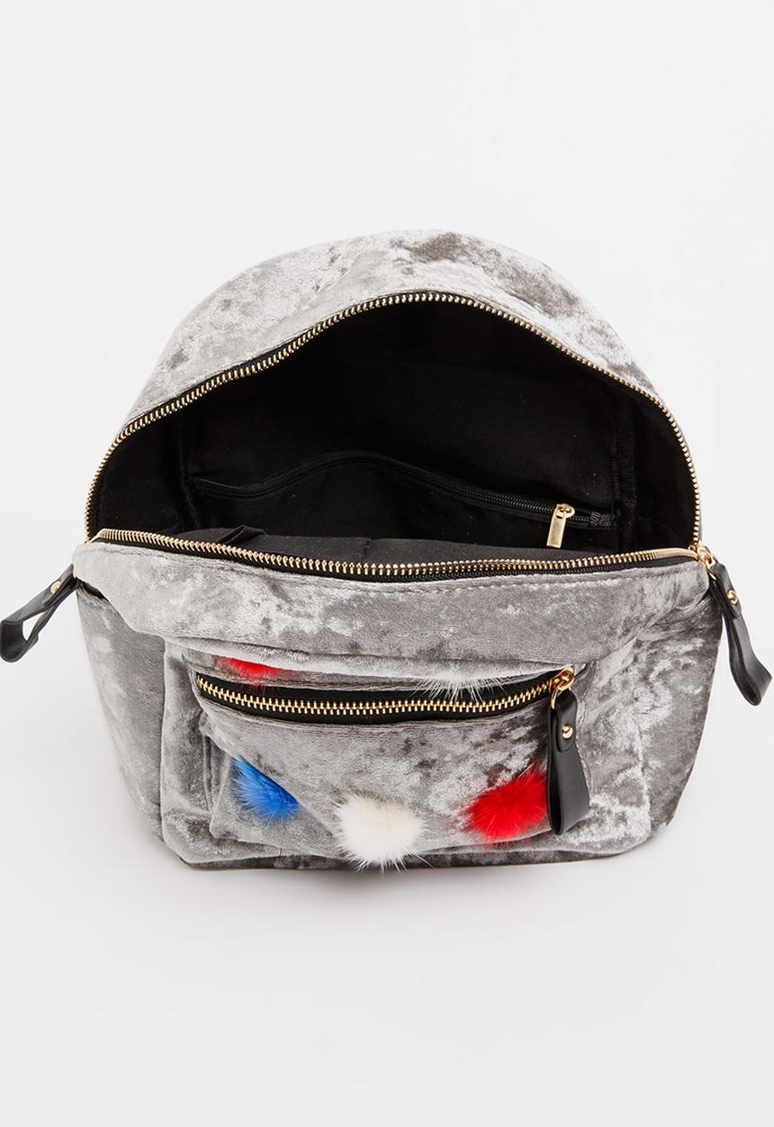Pop Candy - Pom Pom Detailed Backpack Silver