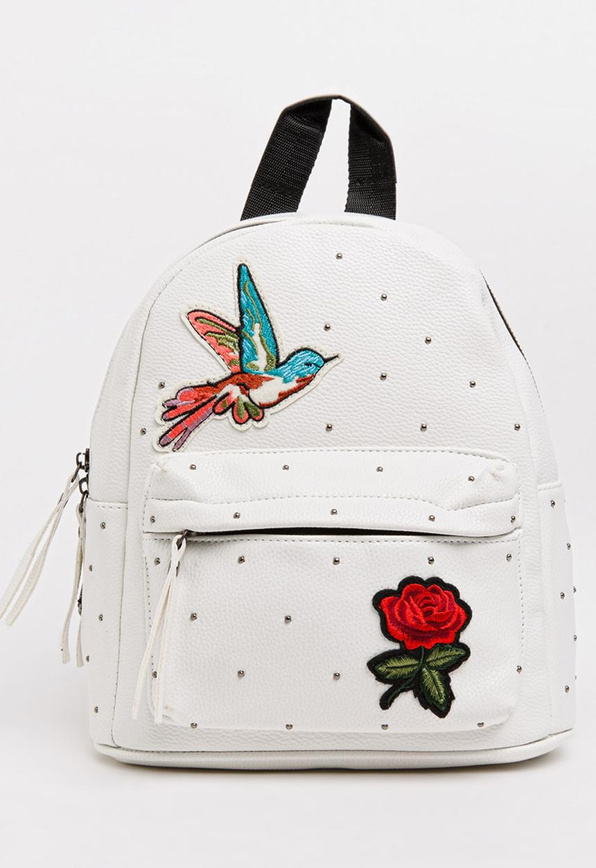 Pop Candy - Backpack with Badge Detail White