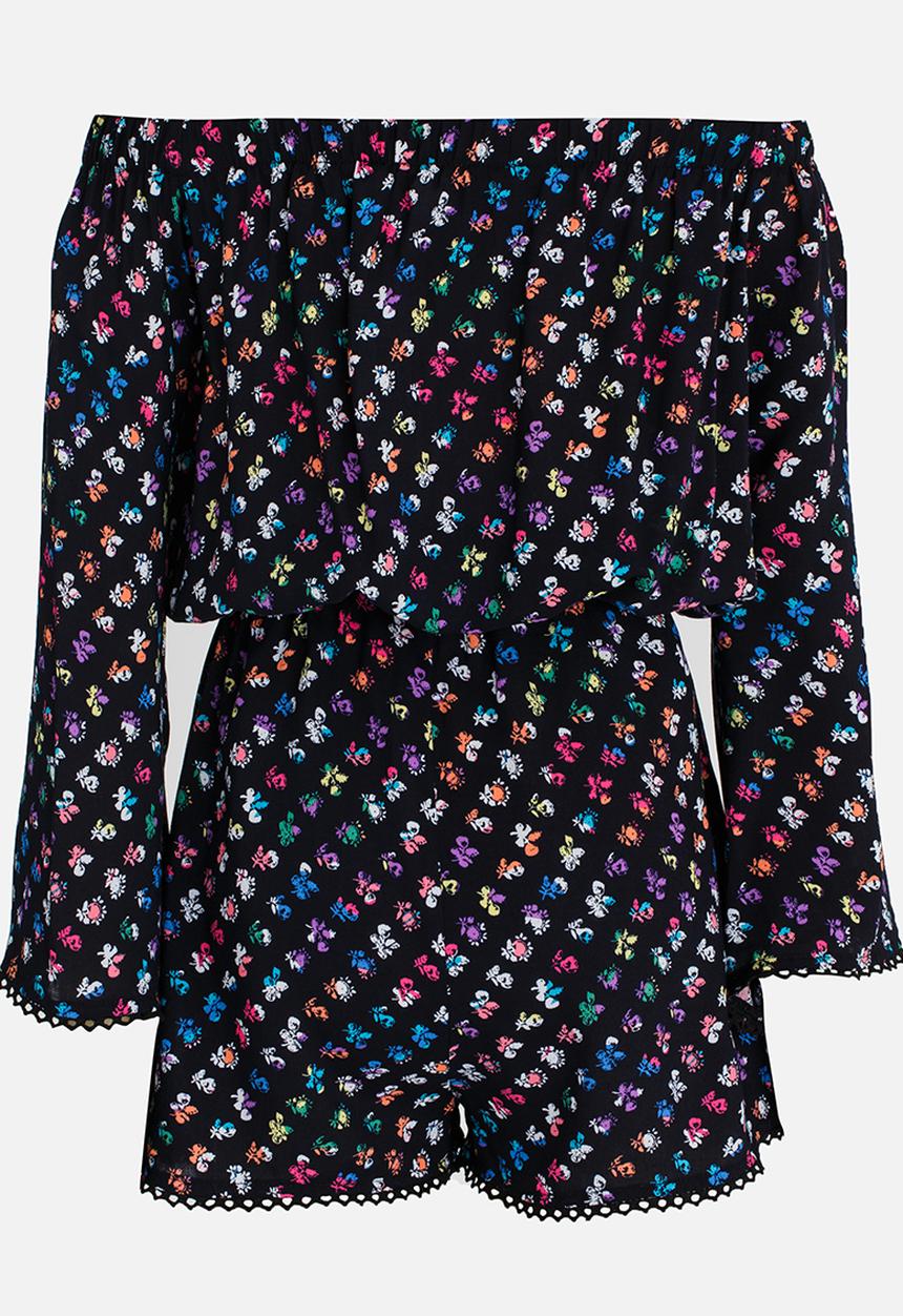 Rebel Republic - Playsuit with Shirring Detail Multi-colour