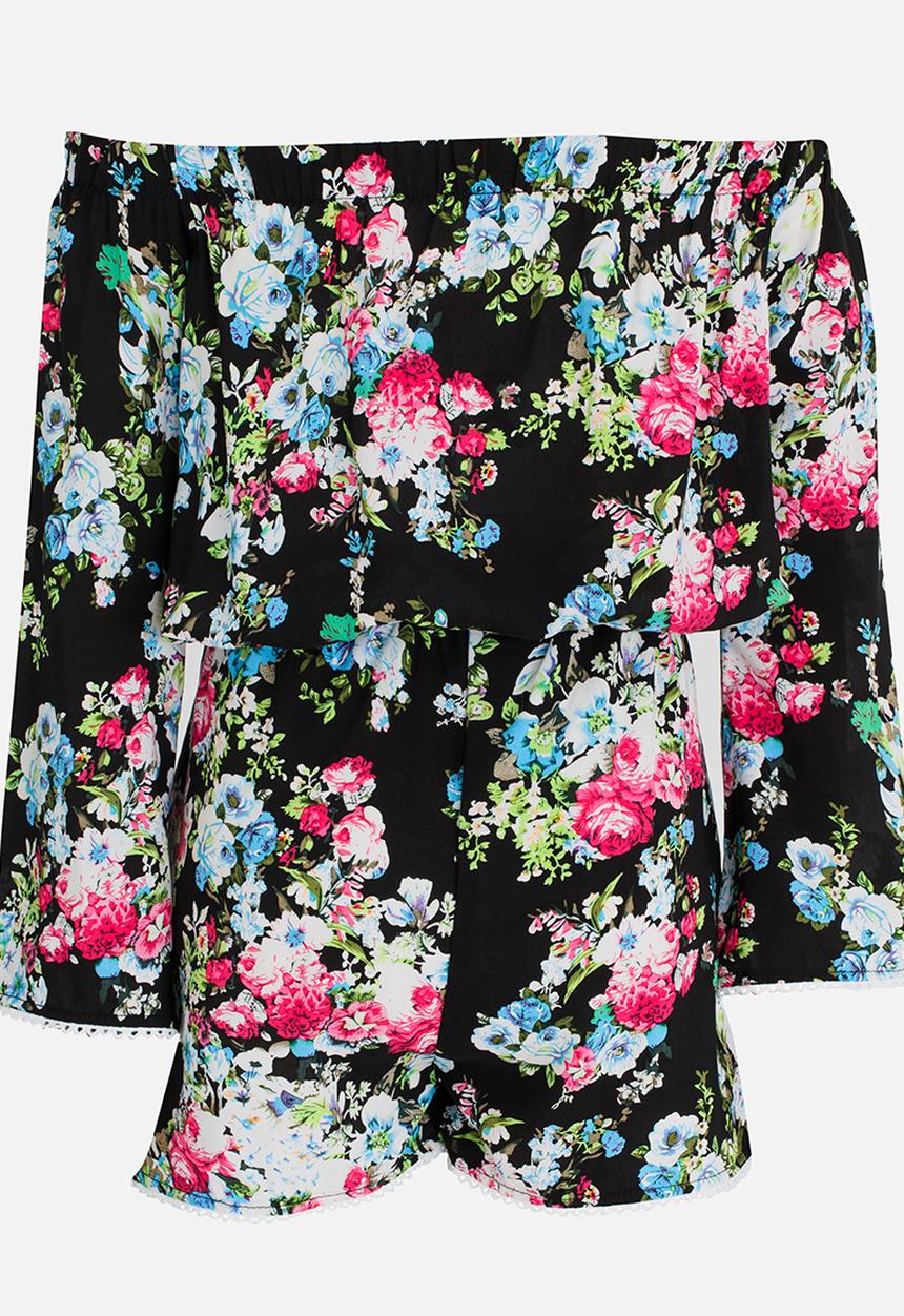 Rebel Republic - Playsuit with Shirring Detail Multi-colour