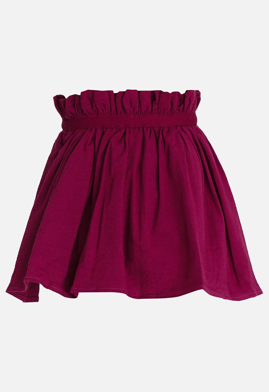 Pop Candy - Girls Elasticated  Skirt Burgundy