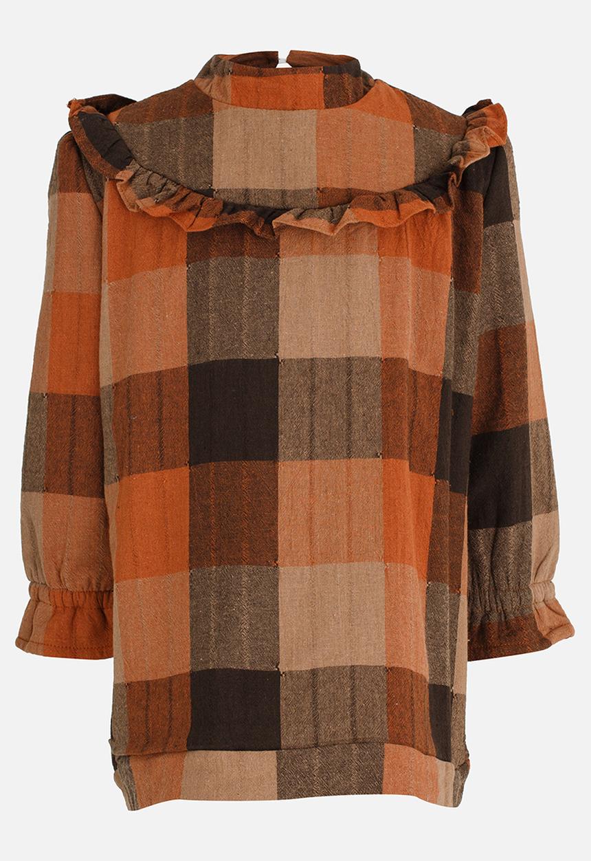 Pop Candy - Girls Printed  Check  Dress Brown