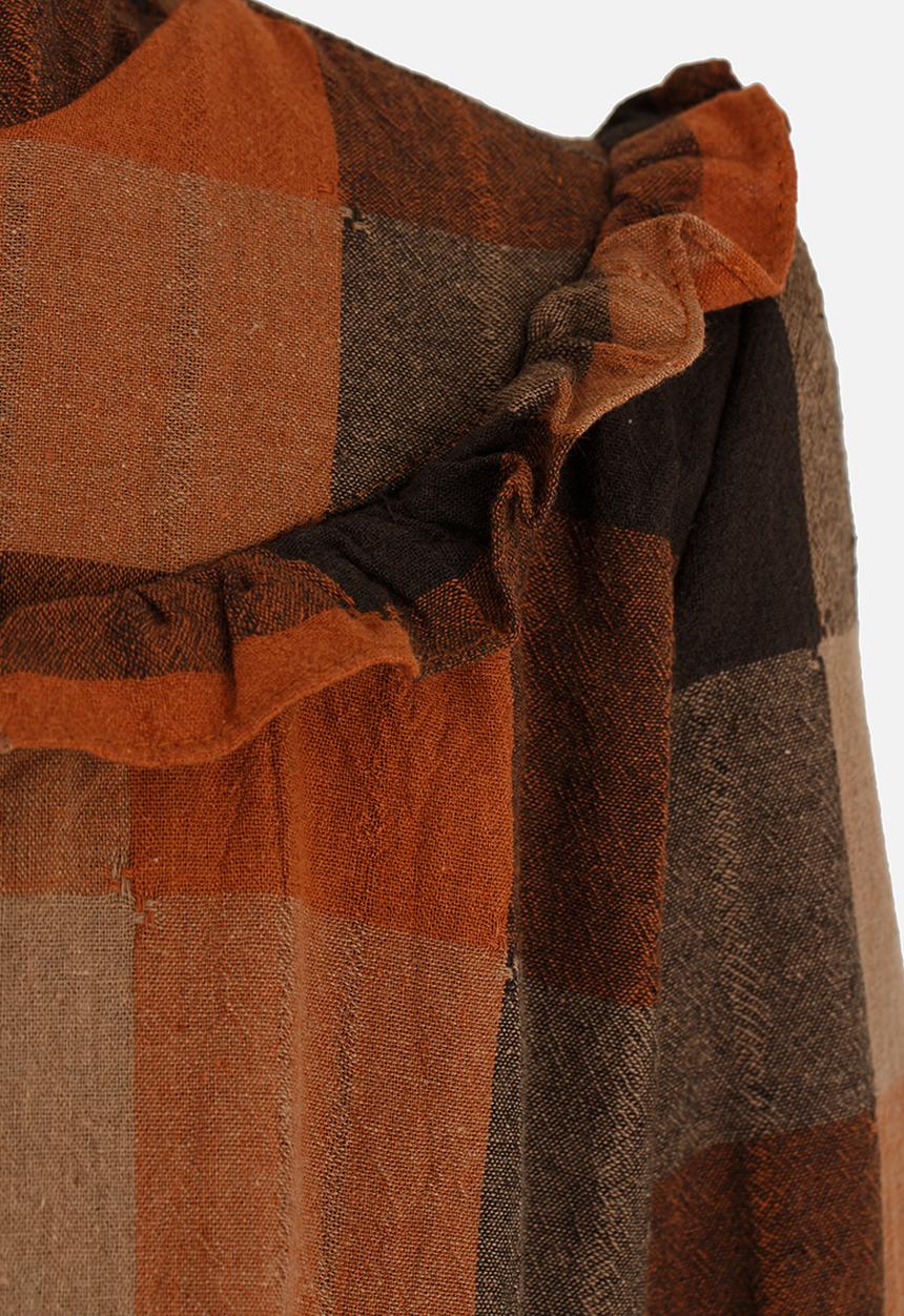 Pop Candy - Girls Printed  Check  Dress Brown