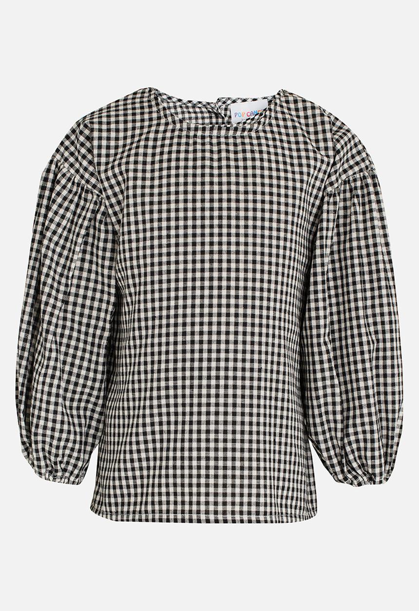 Pop Candy - Long sleeve check top - black & white