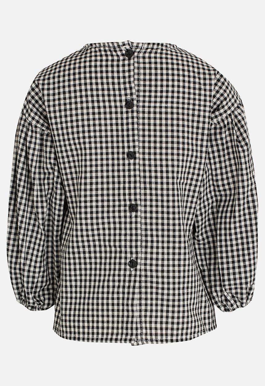 Pop Candy - Long sleeve check top - black & white