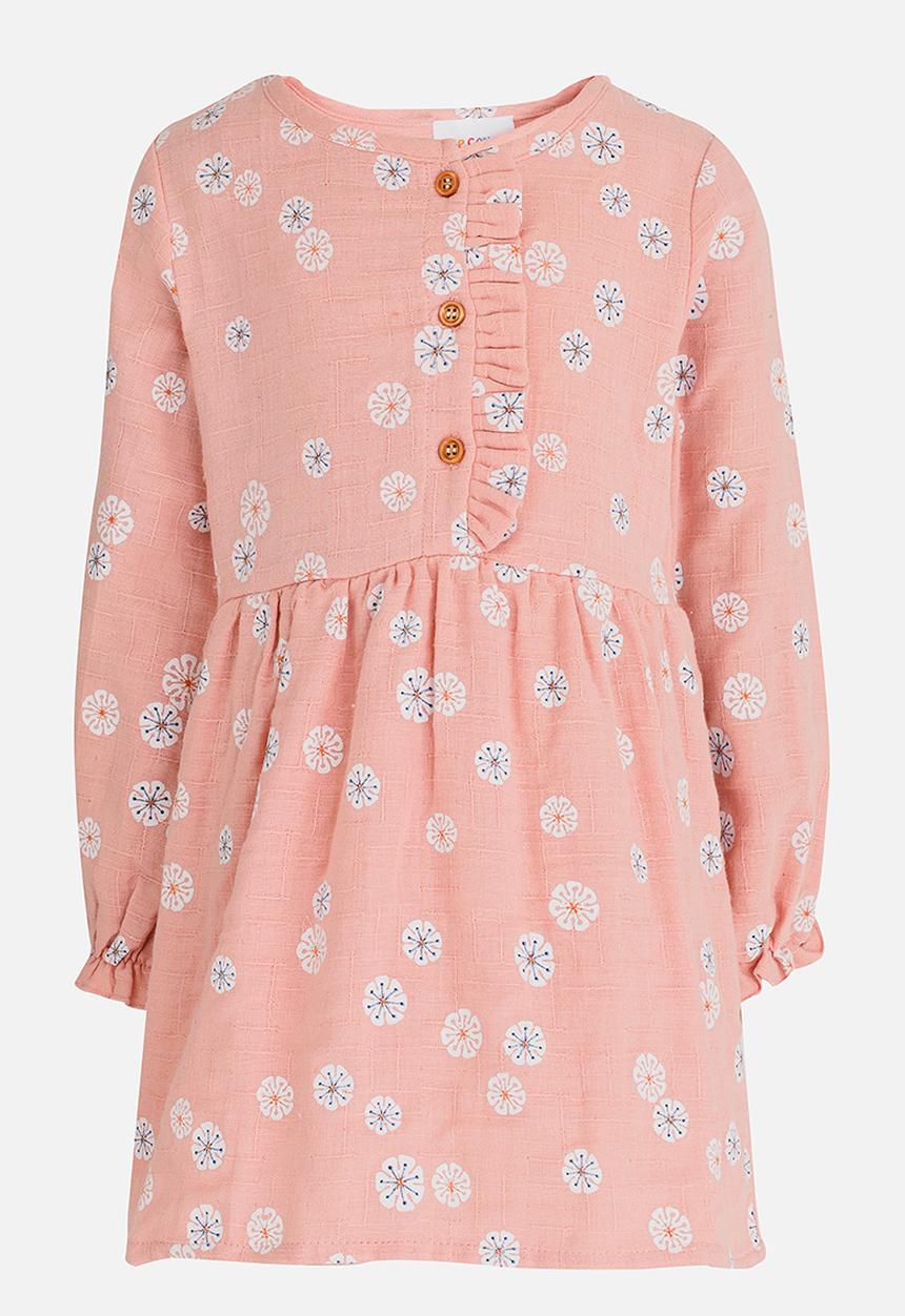 Pop Candy - Girls Printed Long Sleeve Dress Mid Pink