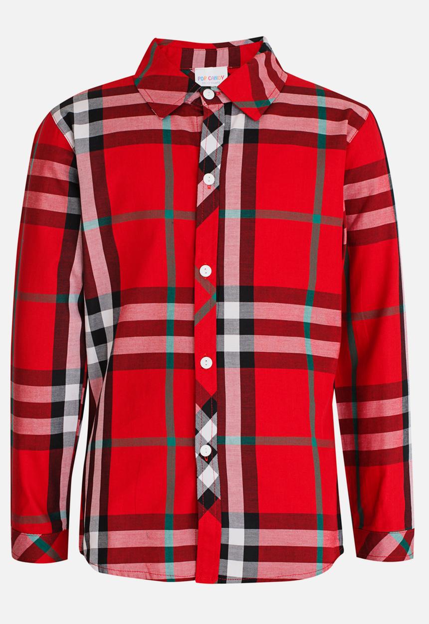 Pop Candy - Check long sleeve shirt - red, white & black 