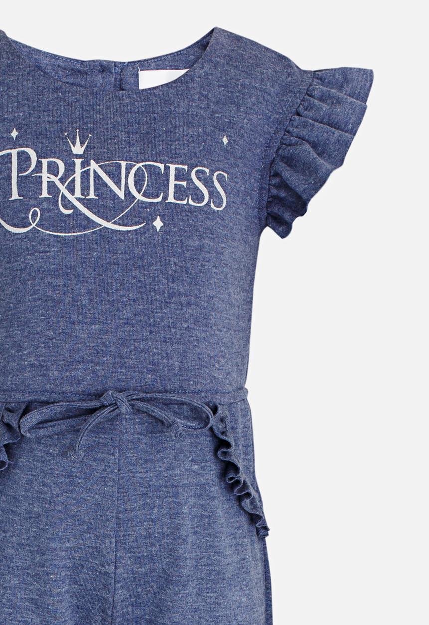 See-Saw - Fleece Jumpsuit with Ruffle Detail Mid Blue