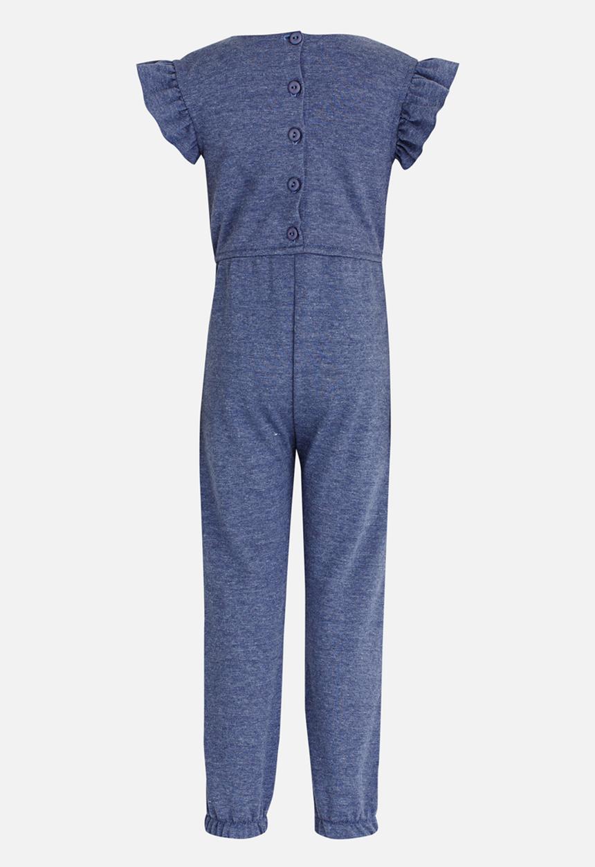 See-Saw - Fleece Jumpsuit with Ruffle Detail Mid Blue