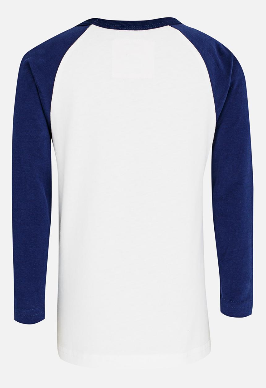 Pop Candy - Boys printed long sleeve tee - white & blue