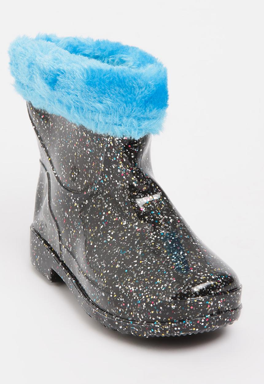 Pop Candy - Rain boot with fluffy trim - black 
