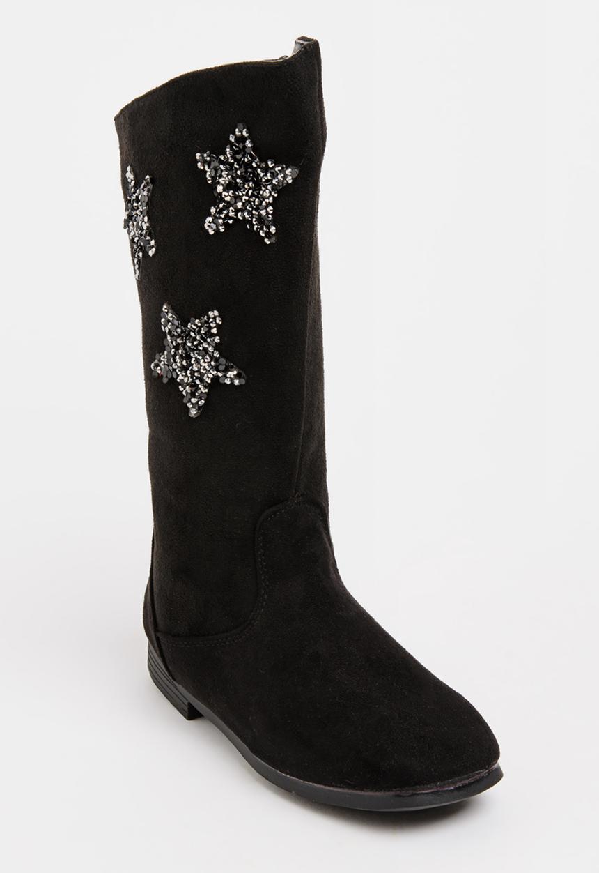 Pop Candy - Girls Star Embellished Boot Black