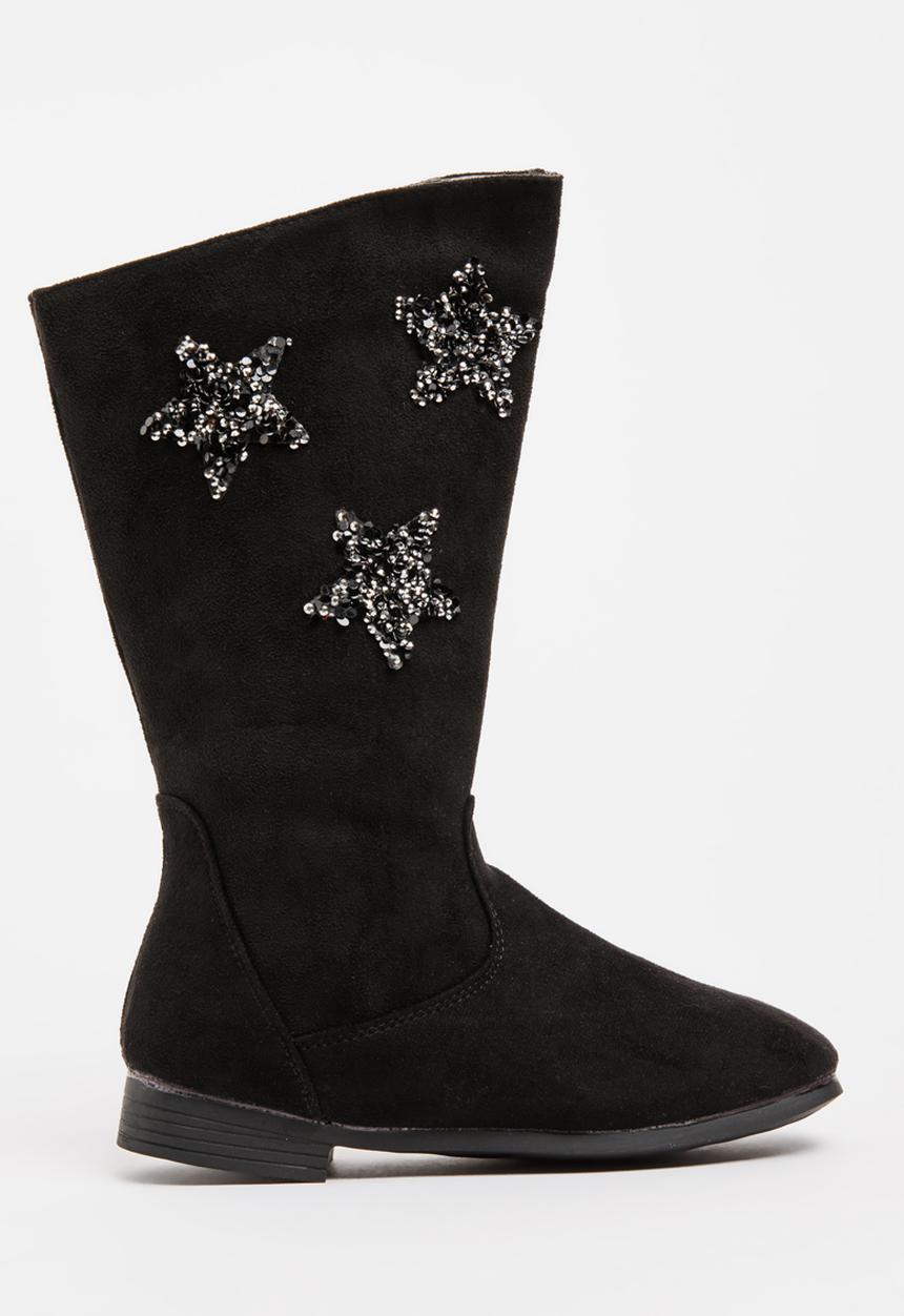 Pop Candy - Girls Star Embellished Boot Black