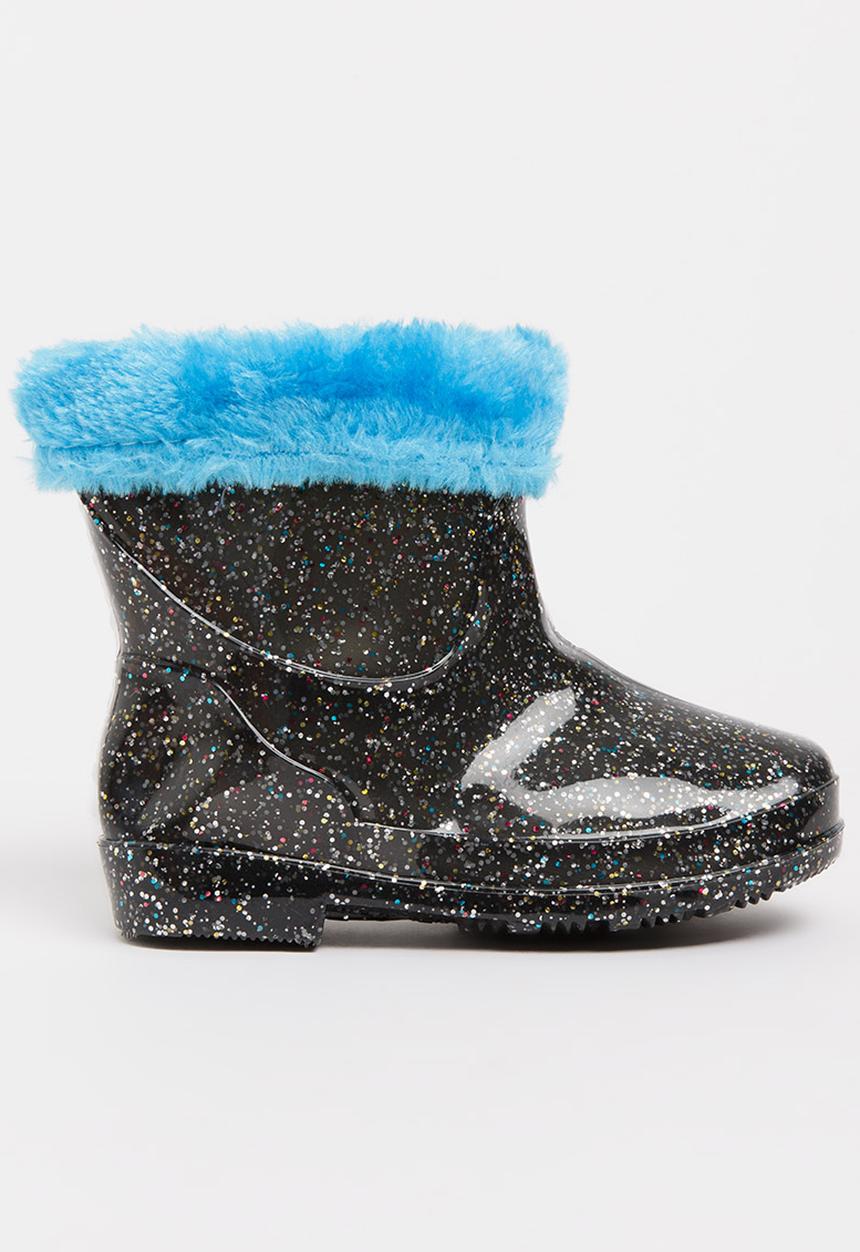 Pop Candy - Rain boot with fluffy trim - black 
