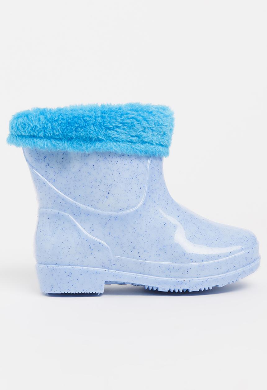 Pop Candy - Rain boot with fluffy trim - blue