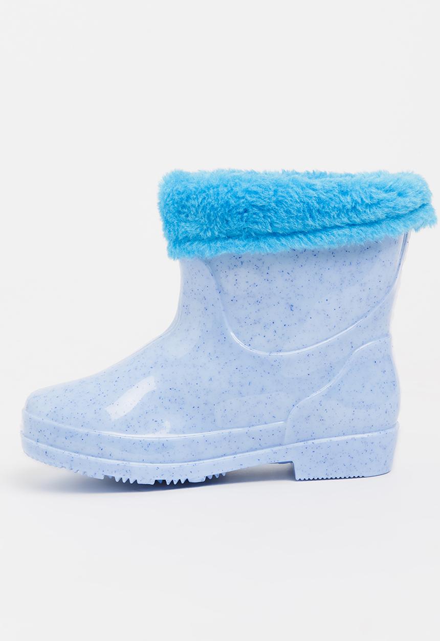 Pop Candy - Rain boot with fluffy trim - blue
