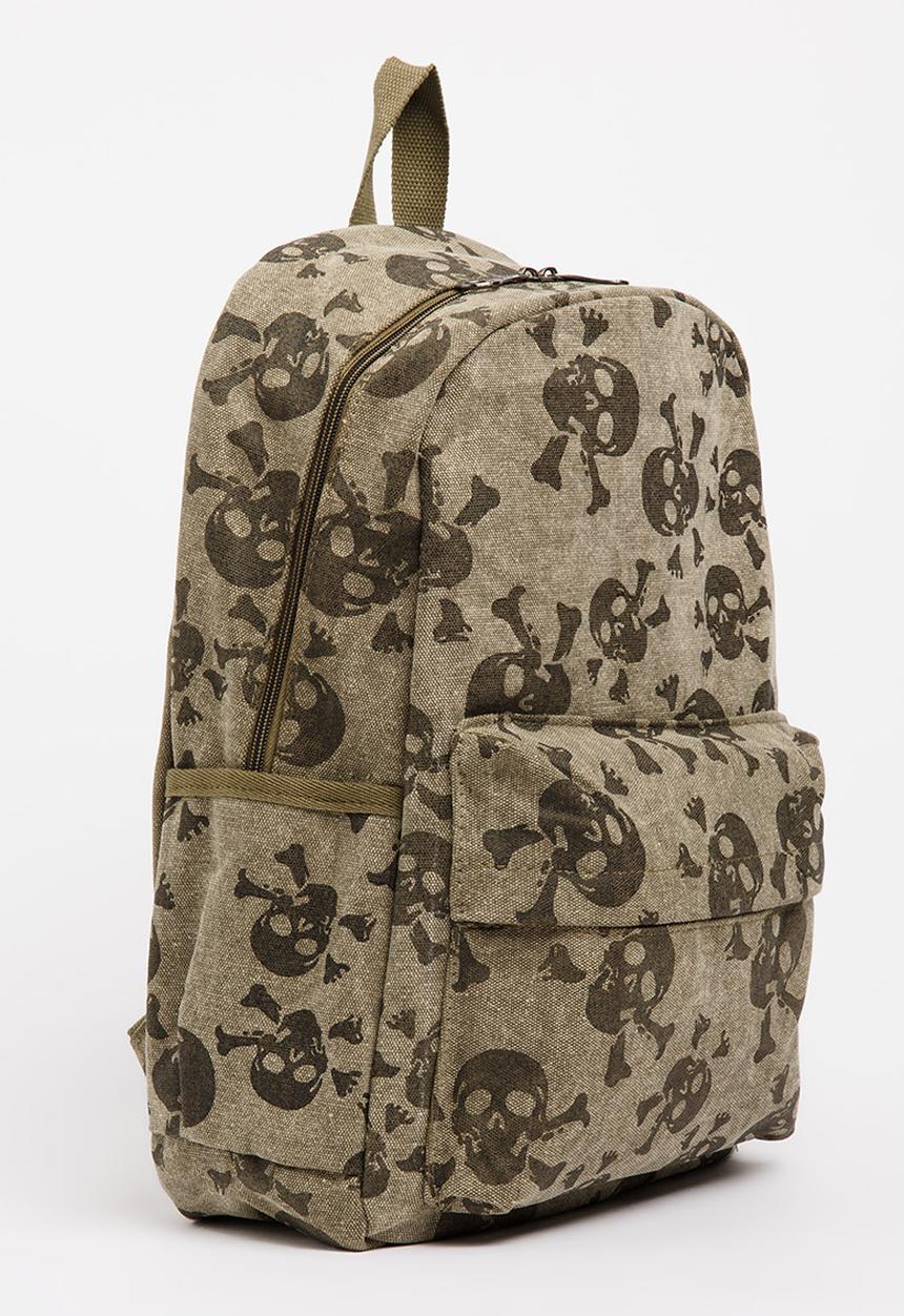 Pop Candy - Printed  Backpack Khaki Green
