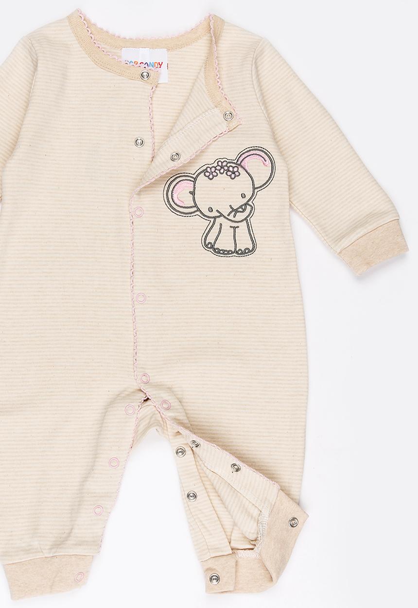 Pop Candy - Elephant printed sleepsuit - beige