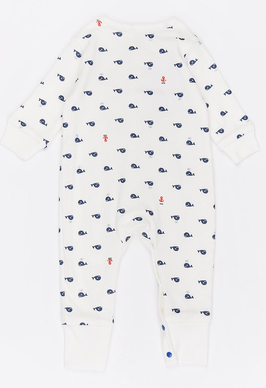 Pop Candy - Printed Sleepsuit Blue and White