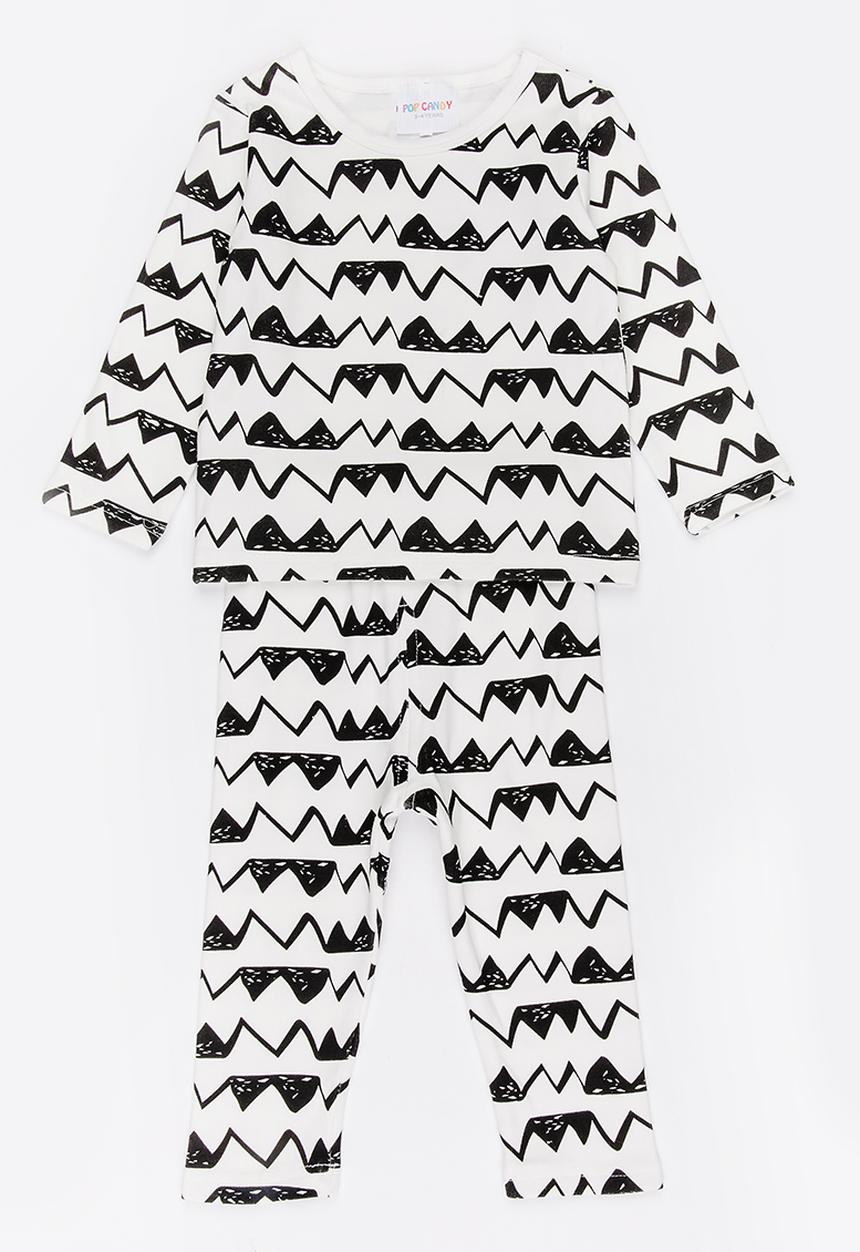 Pop Candy - Zig zag printed pj set - white 