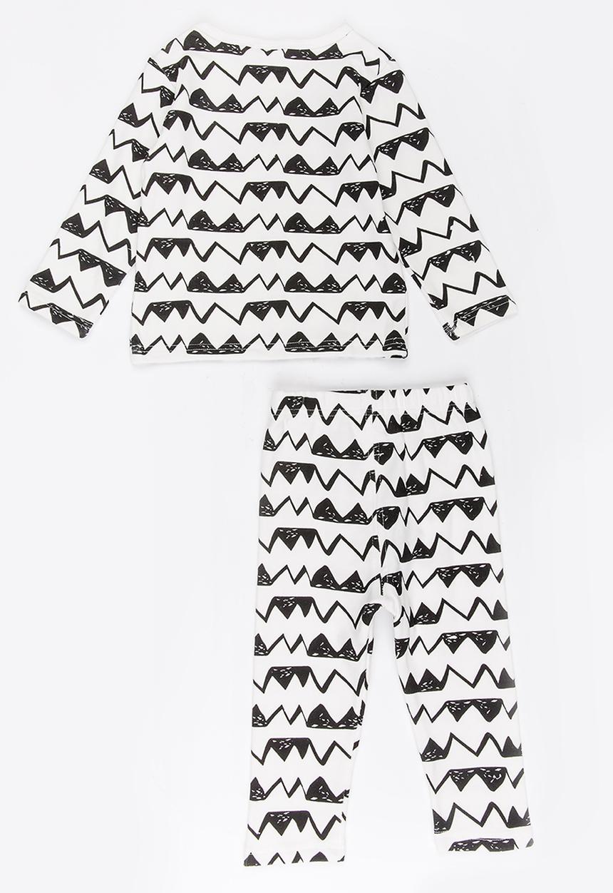 Pop Candy - Zig zag printed pj set - white 