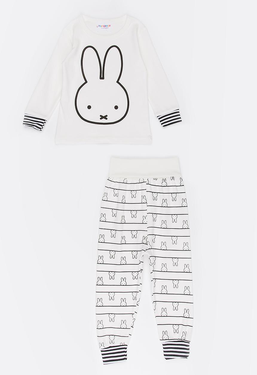 Pop Candy - Printed bunny pj set - white