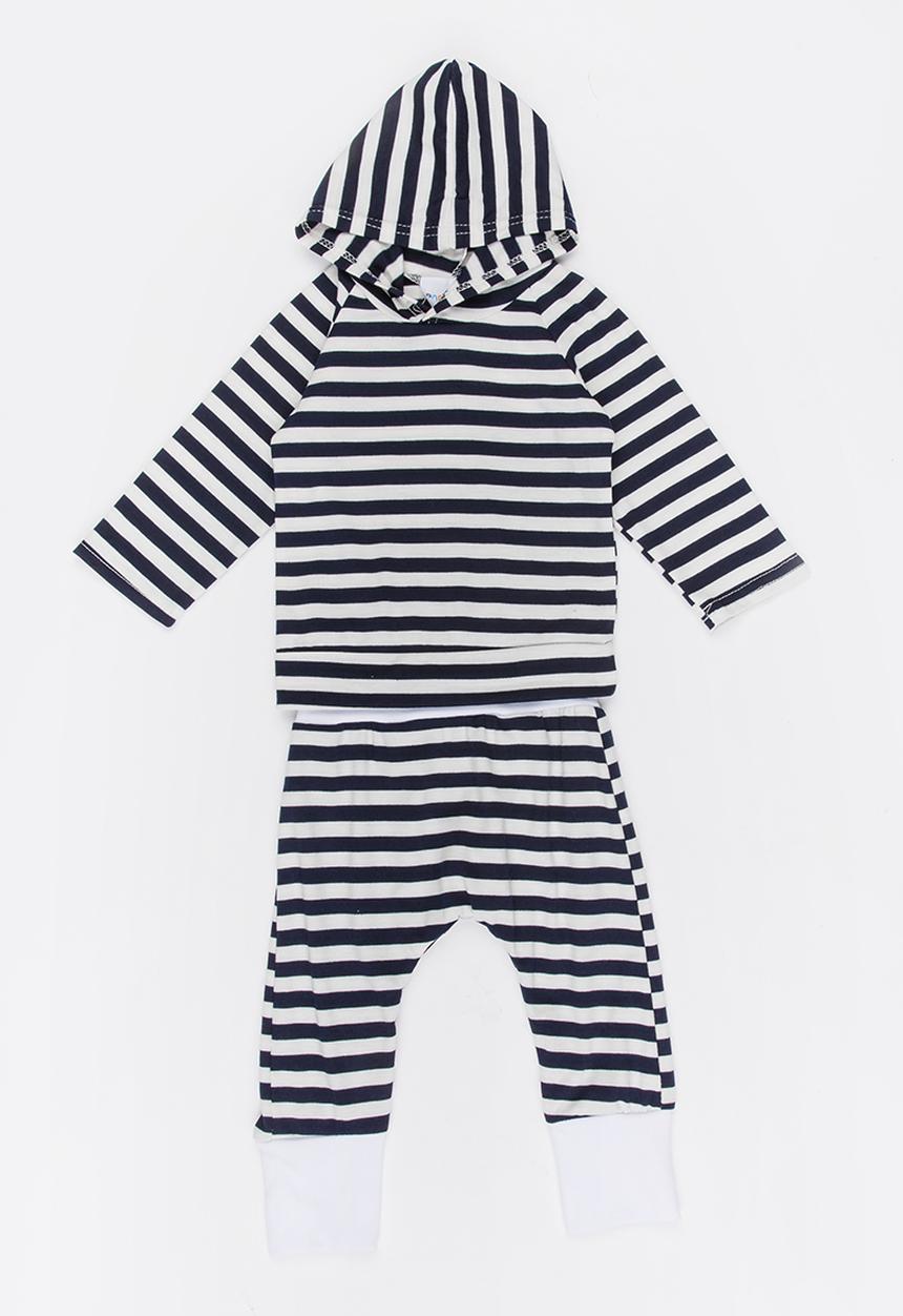 Pop Candy - Printed  Hooded  Set Navy & White