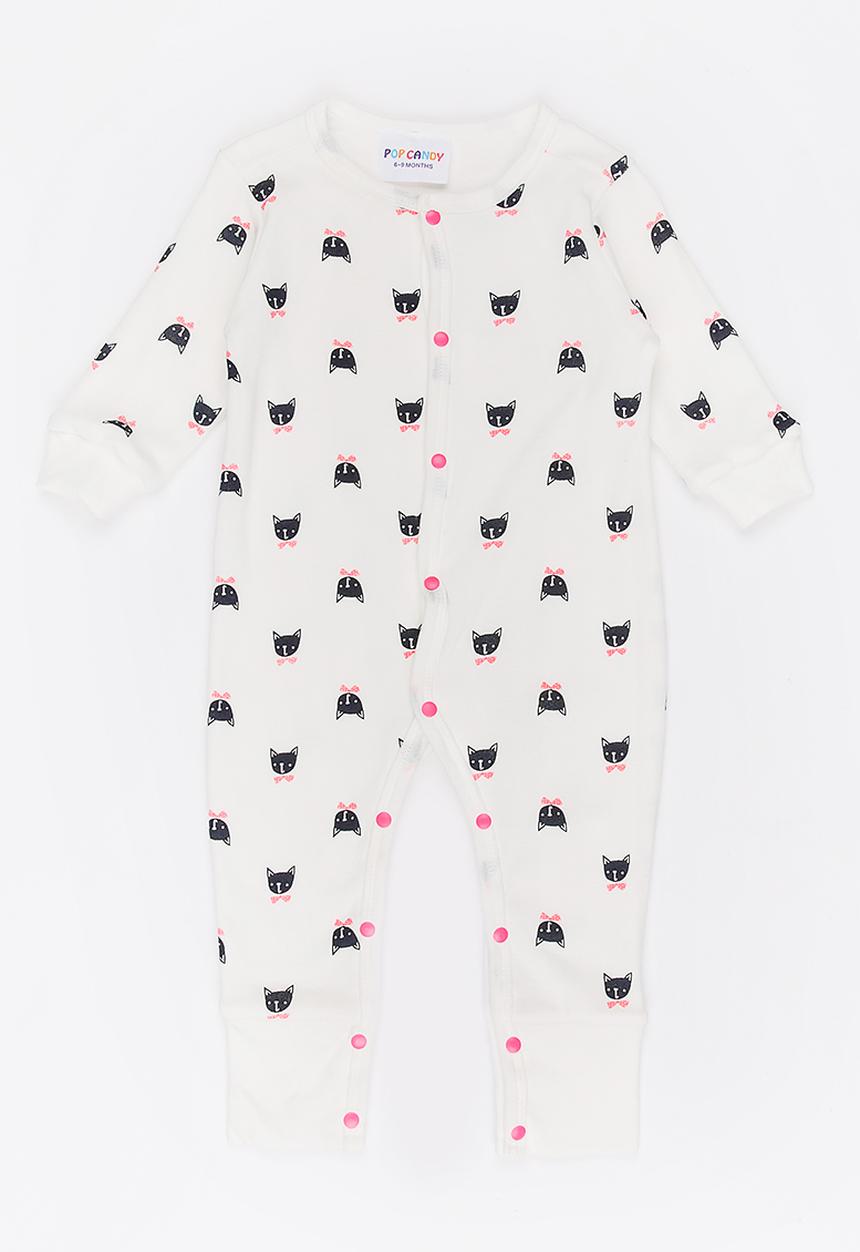 Pop Candy - Printed Sleepsuit White