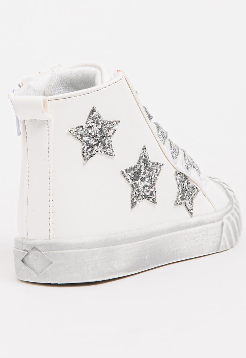 Pop Candy - Girls Star Embellished Sneaker White