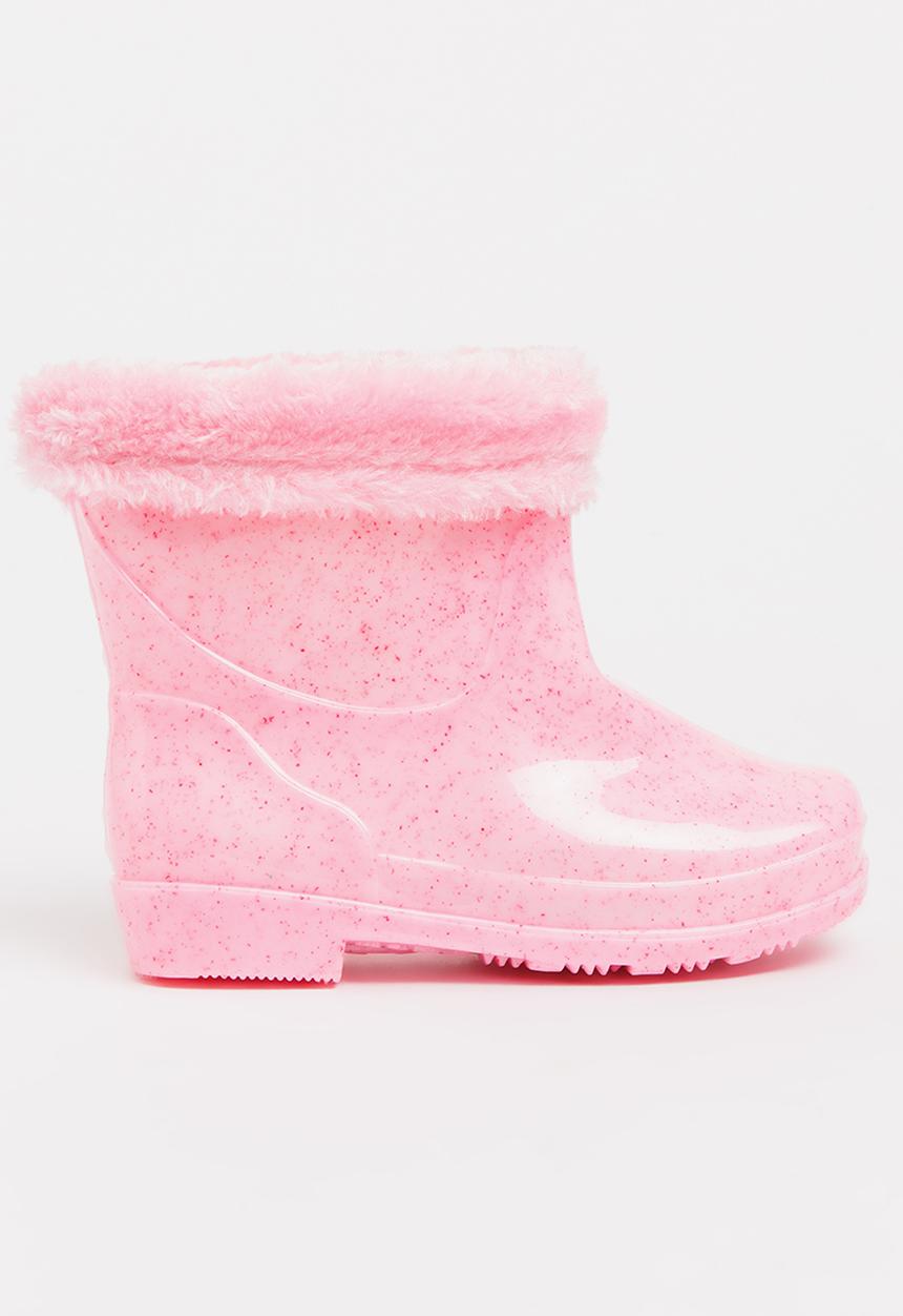 Pop Candy - Rain boot with fluffy trim - mid pink