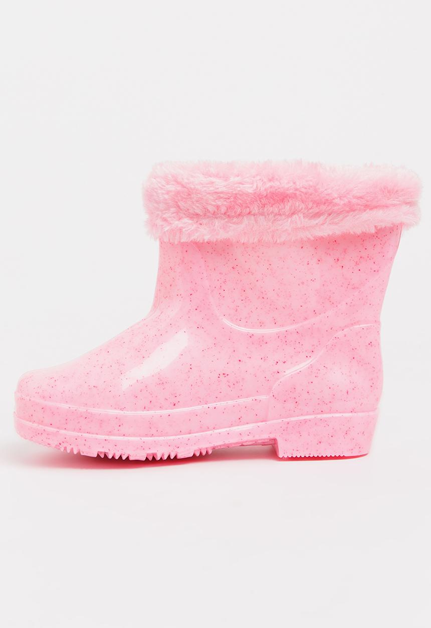 Pop Candy - Rain boot with fluffy trim - mid pink