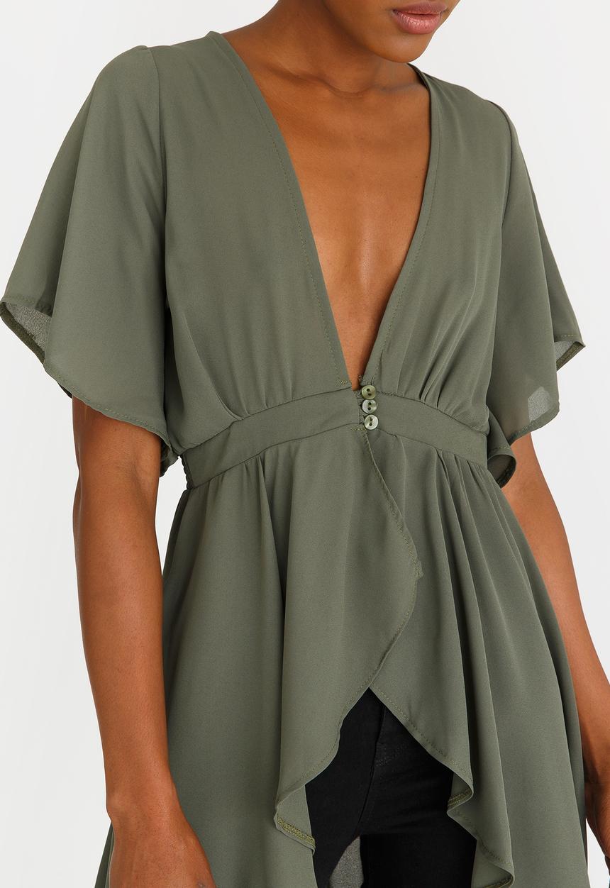 STYLE REPUBLIC - Hi Lo Blouse Khaki Green