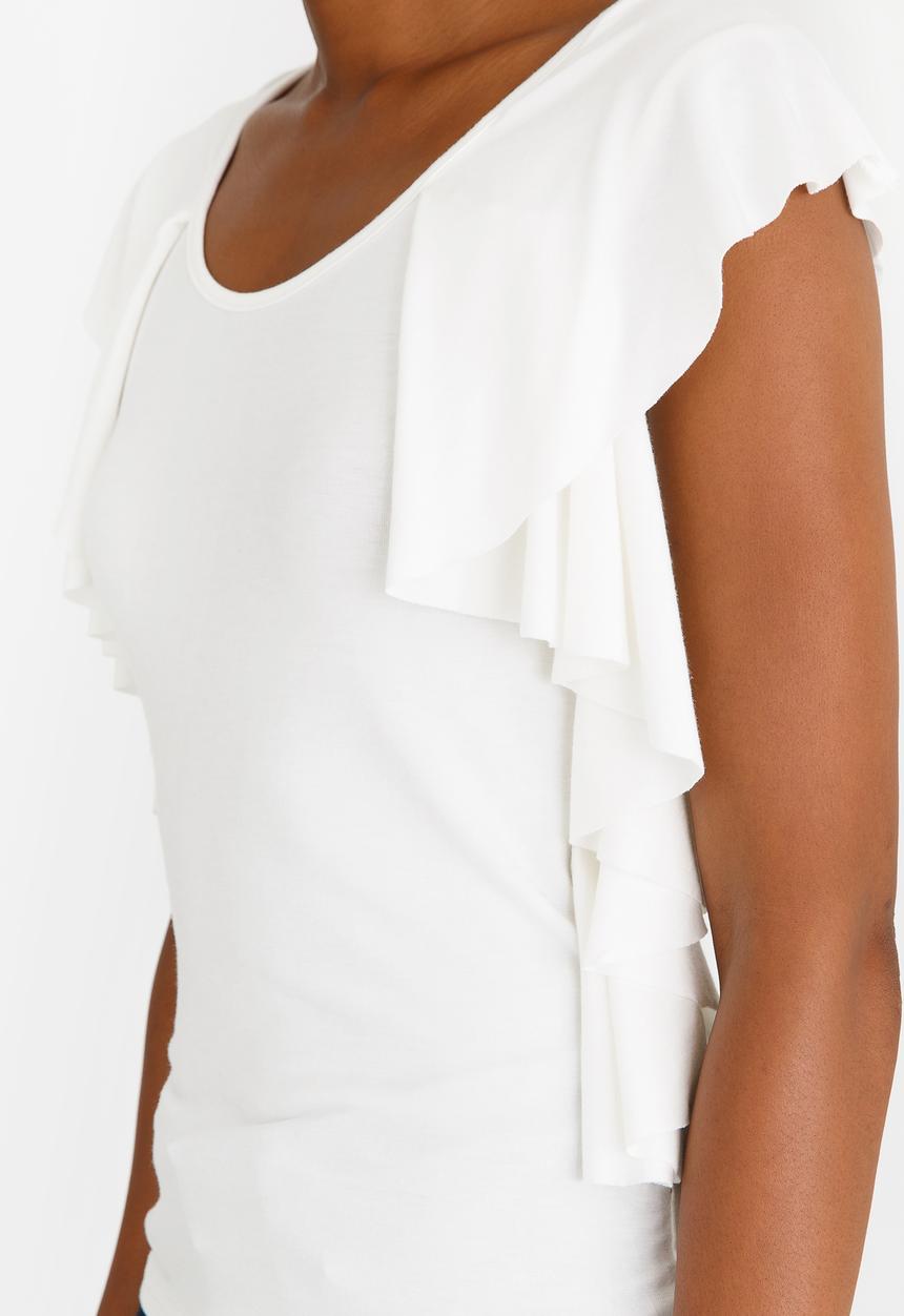 edit - Ruffle Top Off White