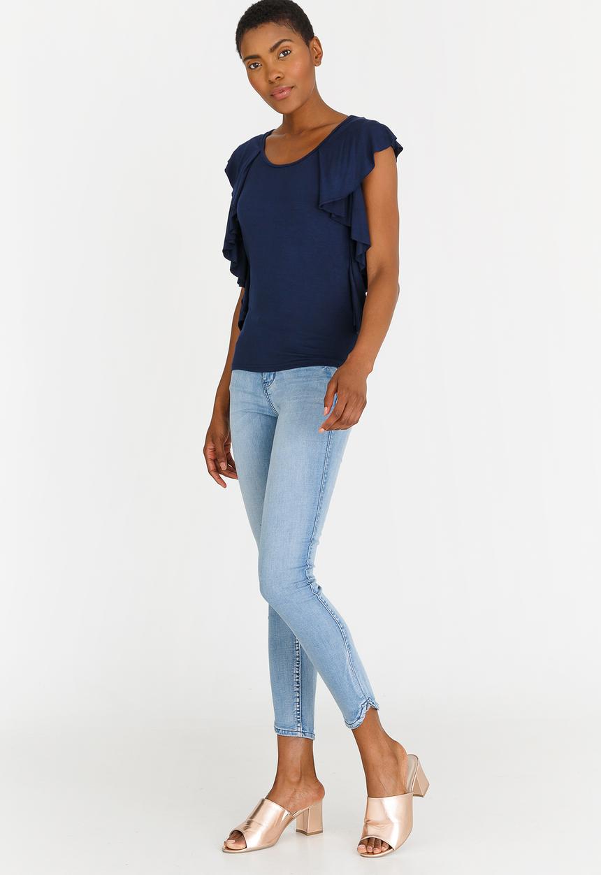 edit - Ruffle top - navy 
