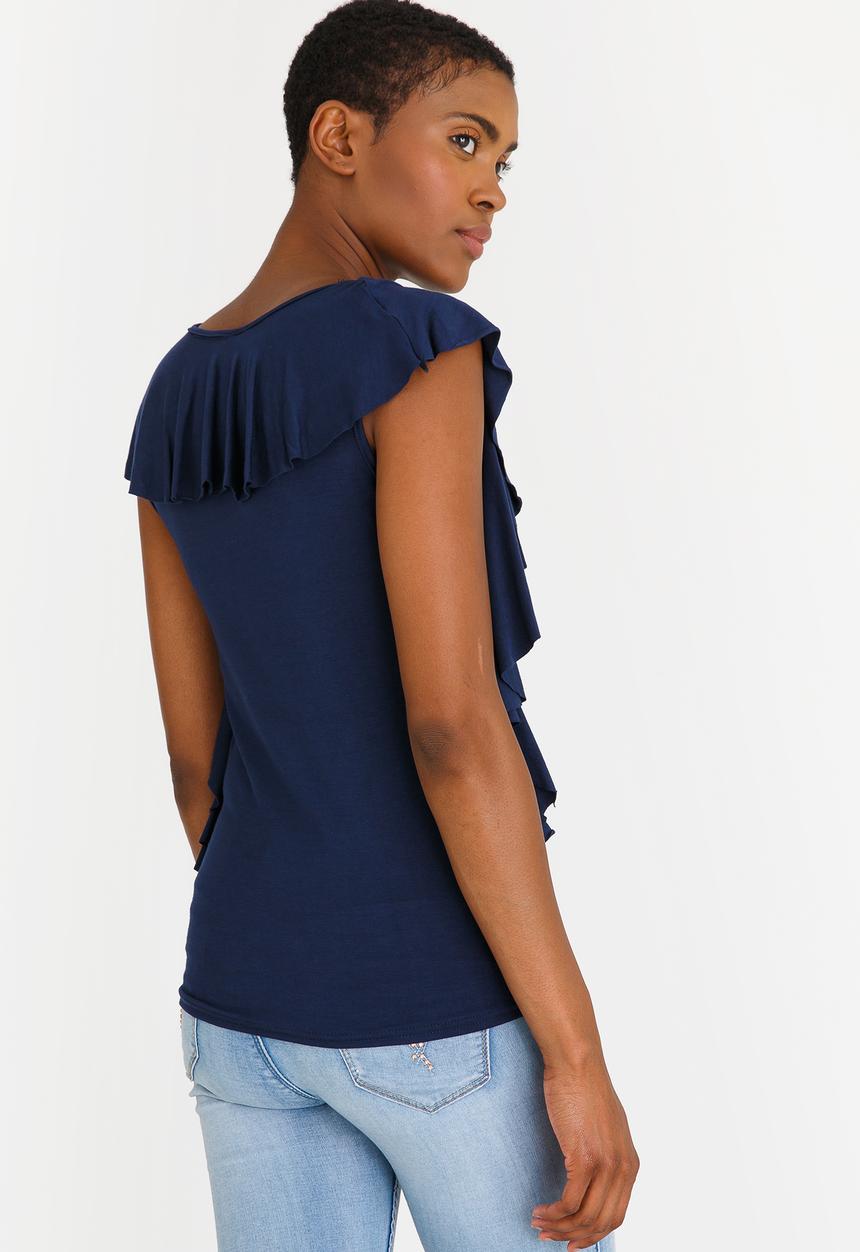 edit - Ruffle top - navy 