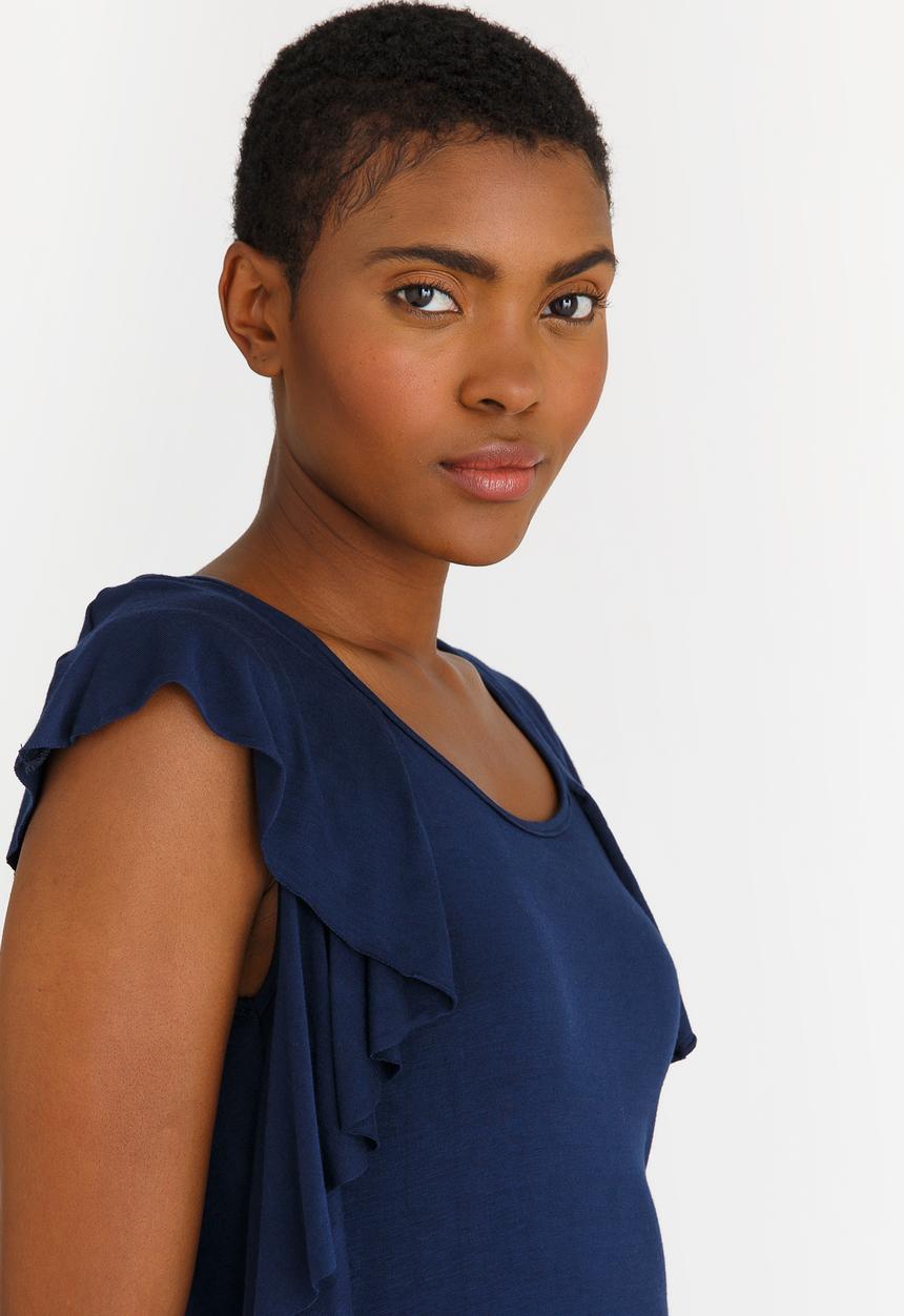 edit - Ruffle top - navy 