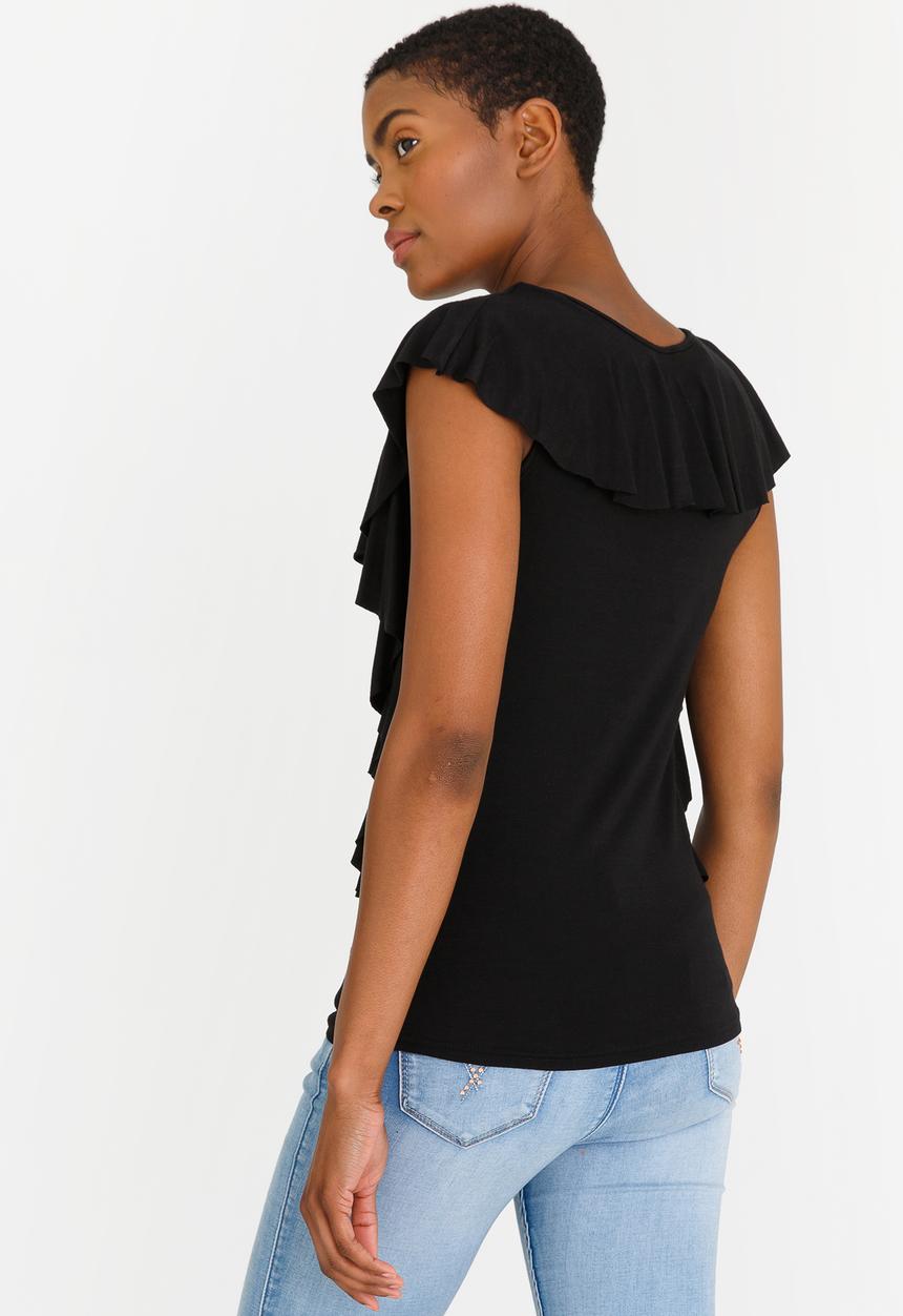 edit - Ruffle Top Black