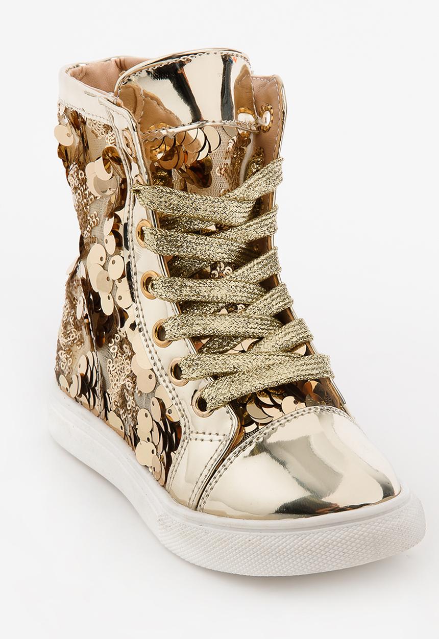 Pop Candy - Girls  Sparkle High Top Sneaker Gold
