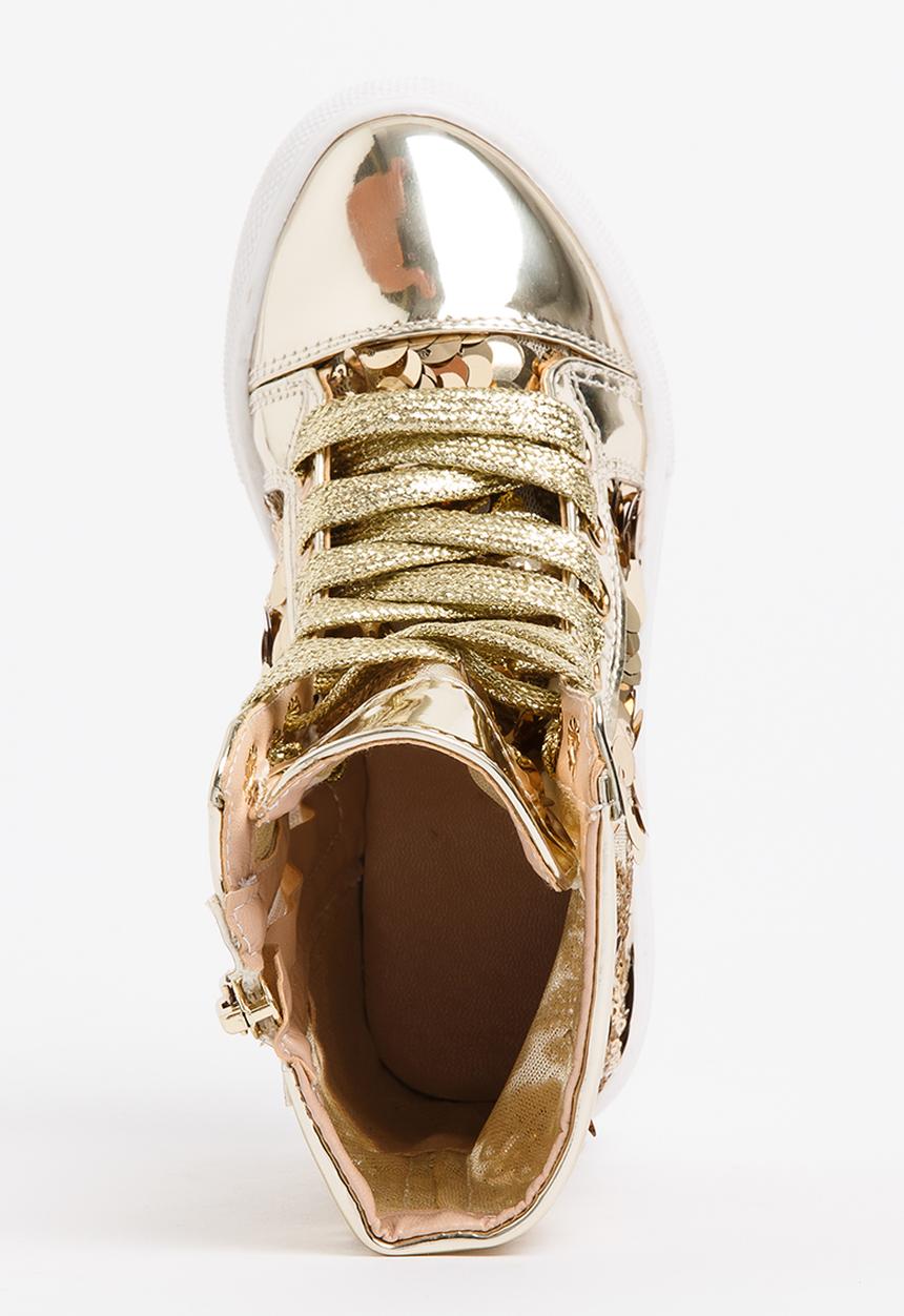 Pop Candy - Girls  Sparkle High Top Sneaker Gold