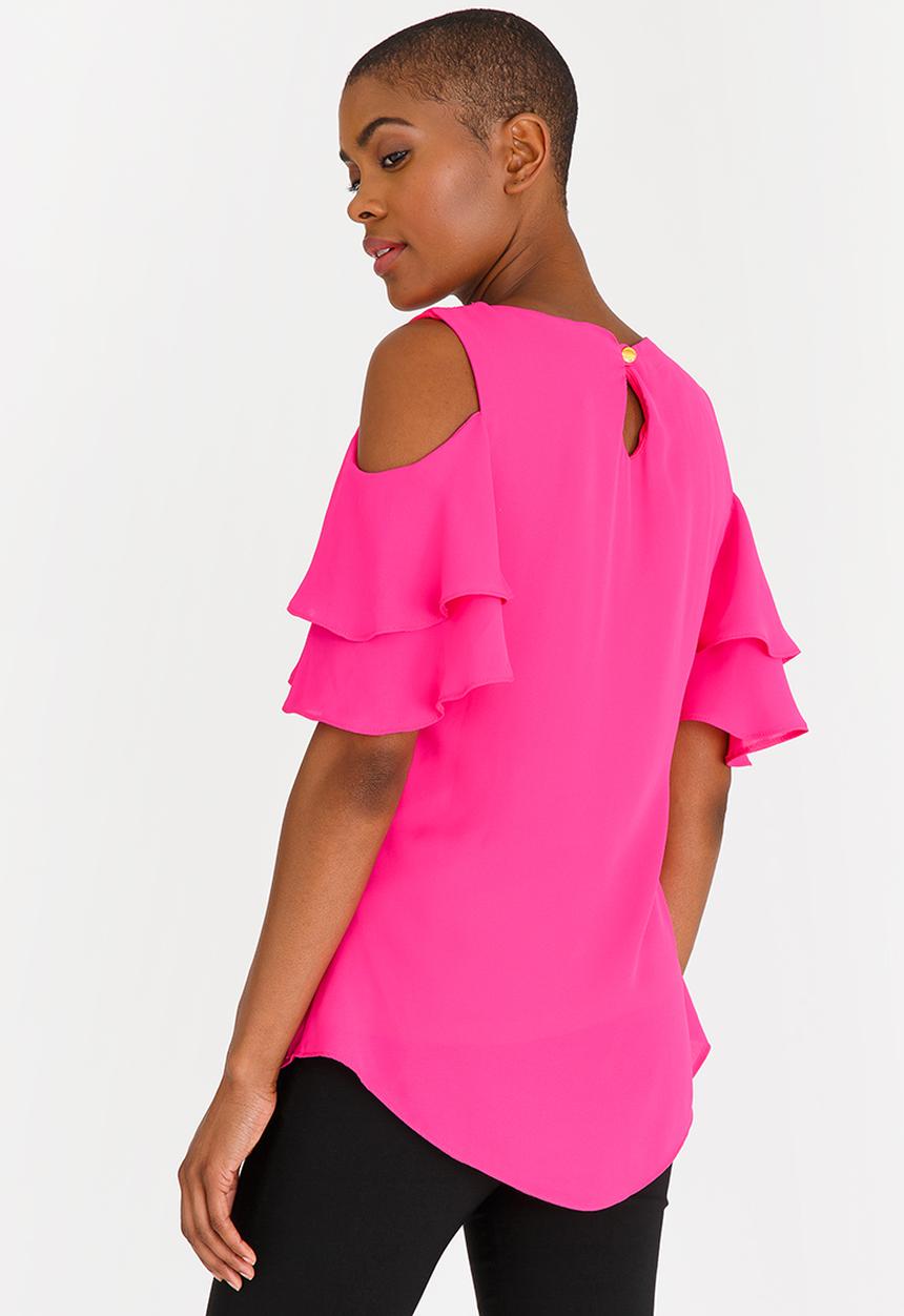 edit - Frill Sleeve Blouse Cerise Pink