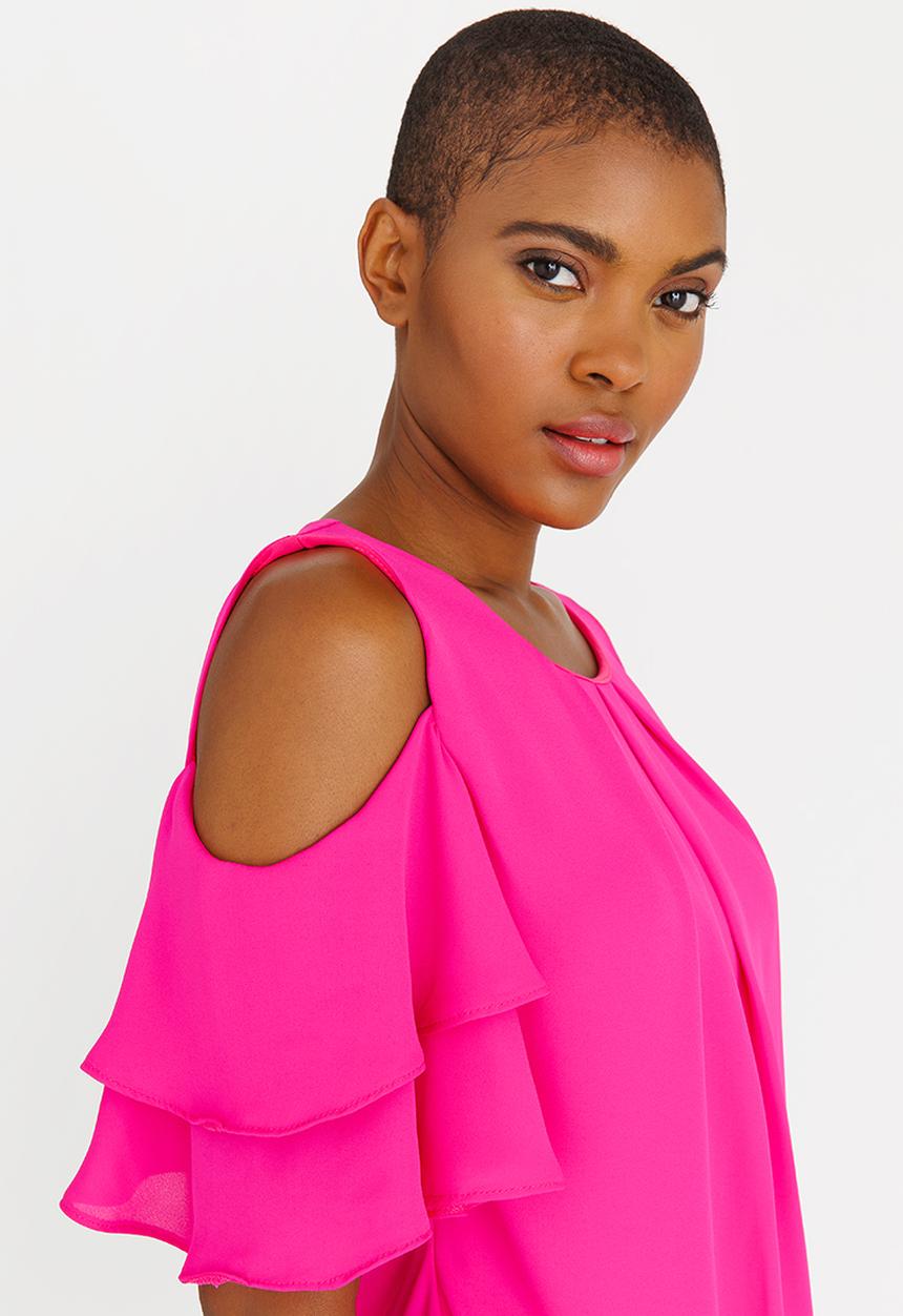 edit - Frill Sleeve Blouse Cerise Pink