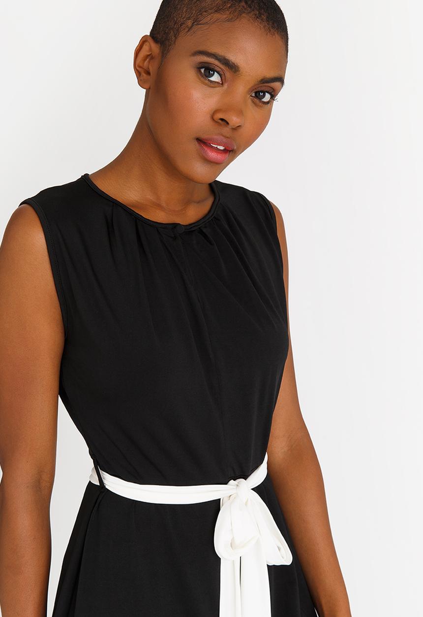 edit - Colourblock Flared Dress Black and White